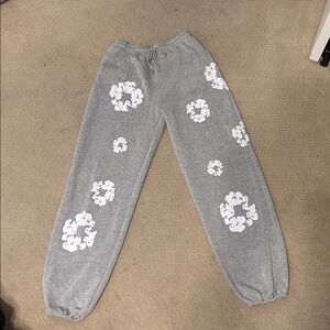 Gray Sweatpants with White Pattern